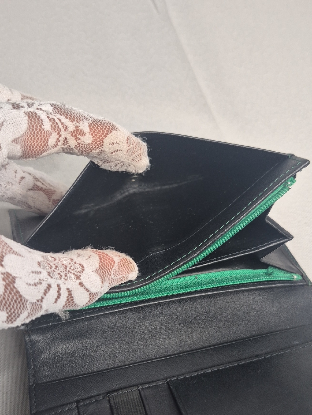 ENRICO COVERI Green & Black Colorblock Leather Wallet Made In Italy - Picture 11 of 16